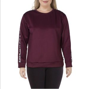 NWT Nicole Miller Sport Purple Scuba Striped Activewear Crewneck Sweatshirt XL